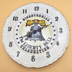 Bicentennial Liberty Bell Celebration Wall Clock Decorative Plate 1976 It works!